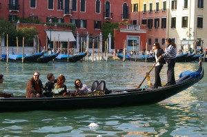 Crossing Gran Canal on a traghetto