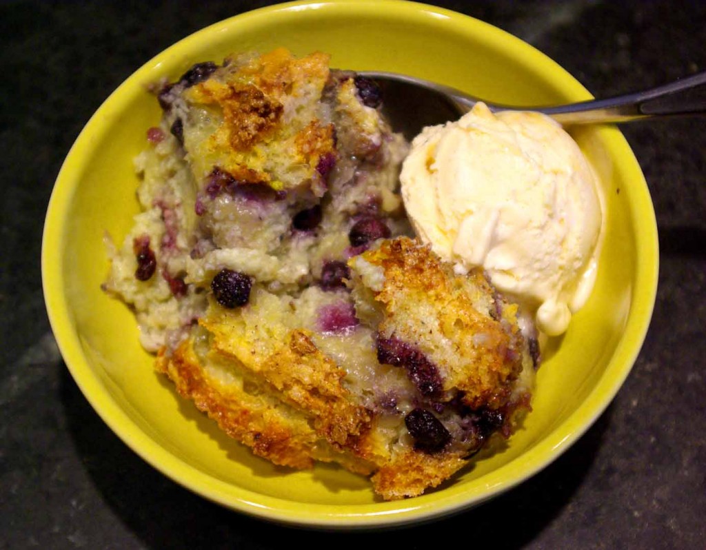 Summer’s bequest: blueberry bread pudding