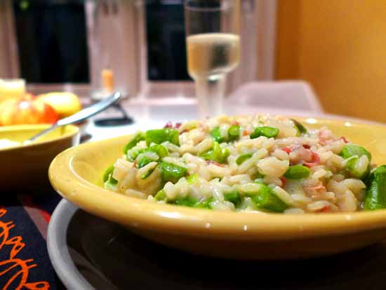 Pouilly-Fumé complements asparagus-prosciutto risotto