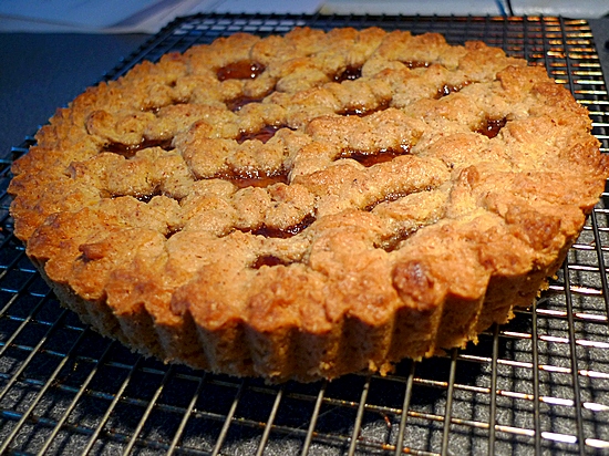 Holiday tart of almond, saffron, and Seville orange