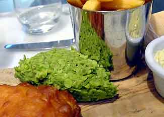 mushy peas with fish and chips