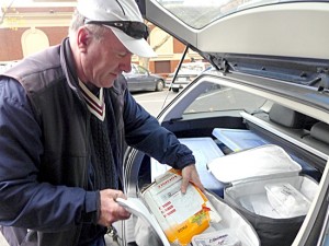 Simon Friend with trunk full of truffles