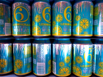 cans of Lemonsgrass American Wheat from West Sixth Brewing