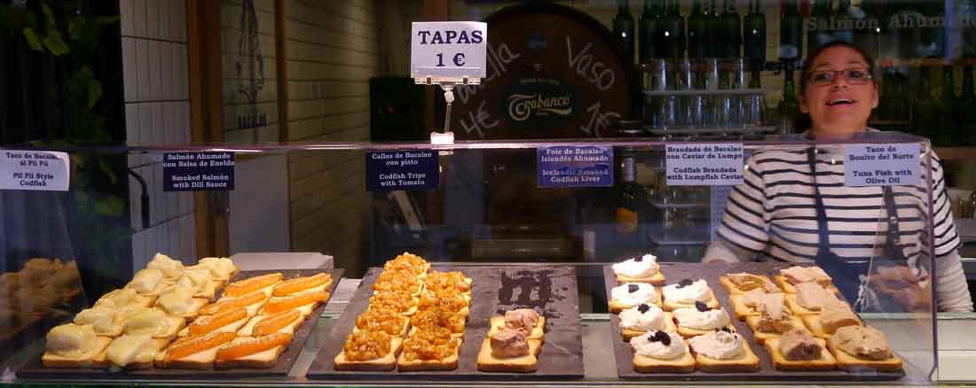 tapas at Mercado San Anton in Madrid