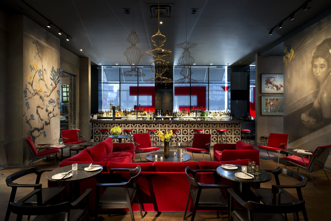 Bar area at Susur Lee restaurant Luckee in Toronto