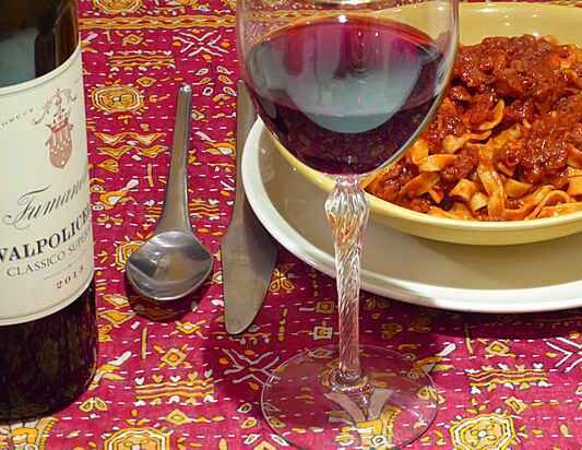 Valpolicella Classico matches chocolate-spiked ragù