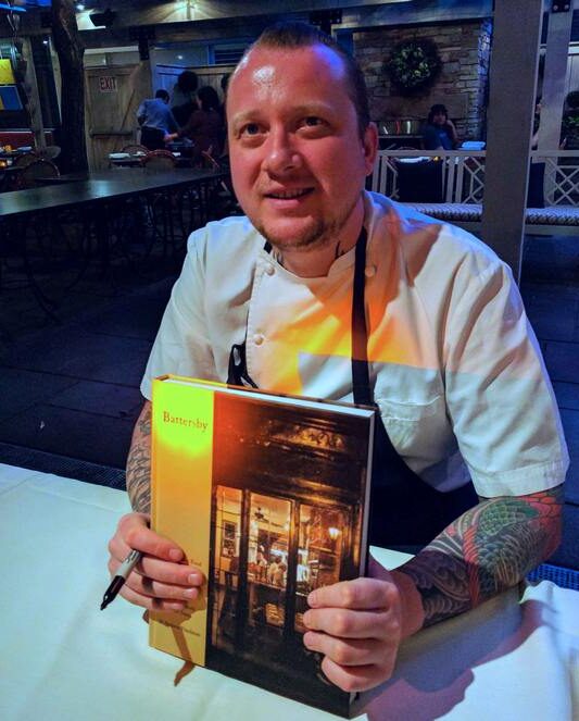 Walker Stern of Batersby signs cookbooks at Harvest