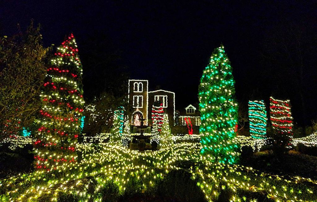 Barnsley ruins with Christmas decorations