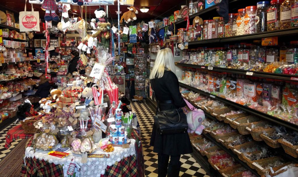 interior of Mrs. Mitchell's Sweetie Shop in Glasgow