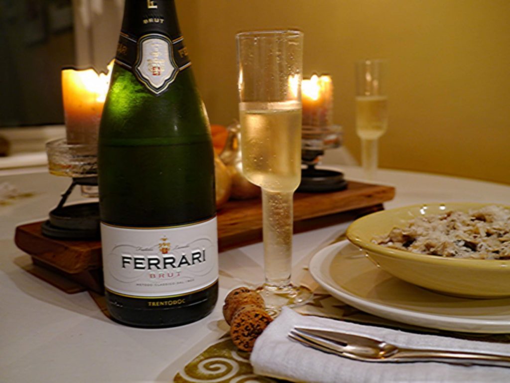 Ferrari Brut with mushroom tagliatelle