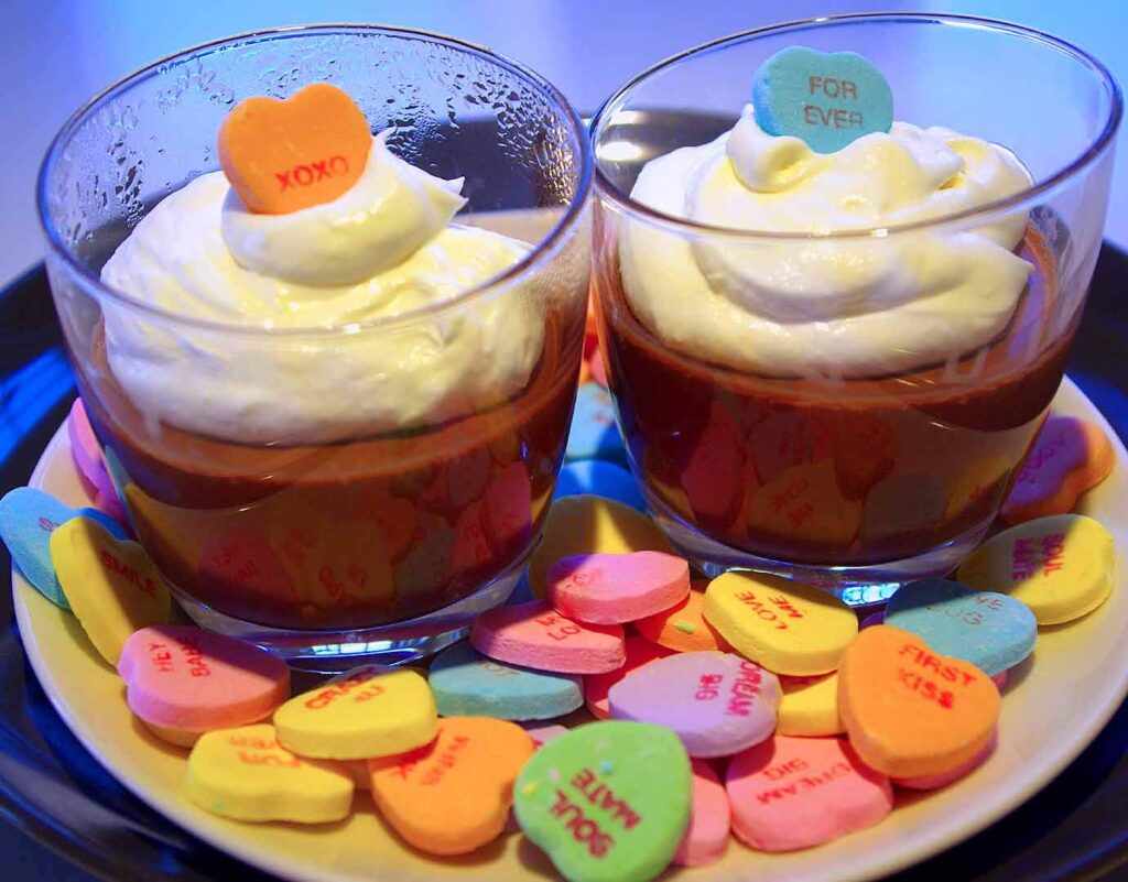 chocolate mousse with hearts